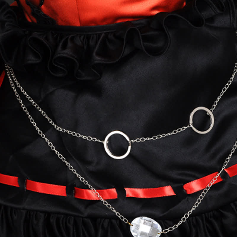 Red Lolita Princess Cosplay Lace Up Dress Modakawa