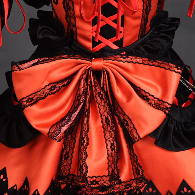 Red Lolita Princess Cosplay Lace Up Dress Modakawa