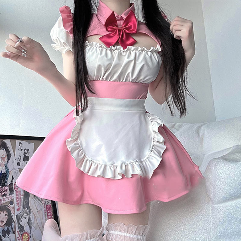 Cute Pink Sexy Maid Uniform Lingerie Dress modakawa