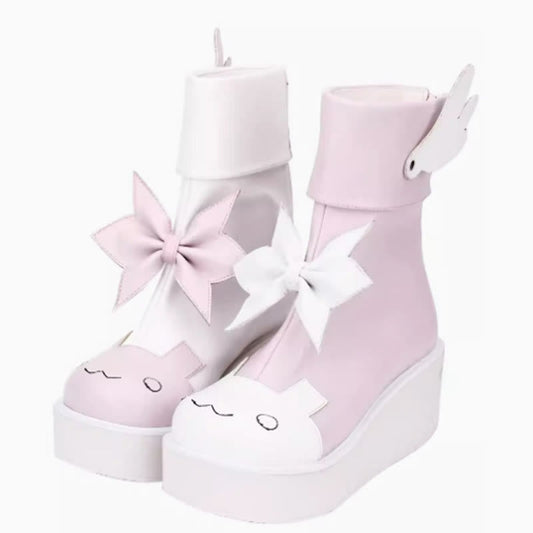 Sweet Bunny Bow Knot Platform Lolita Shoes modakawa