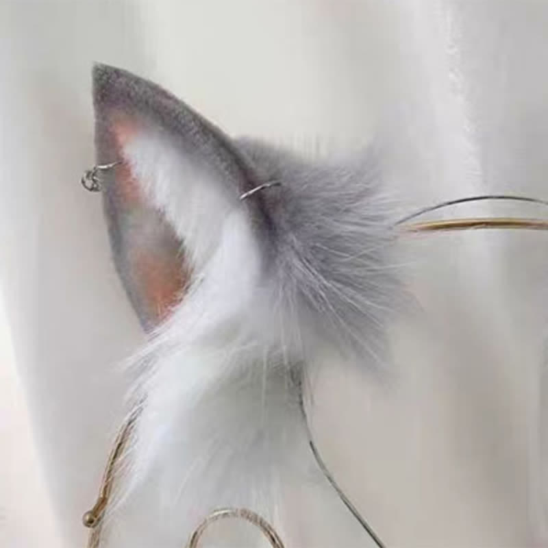 Furry Wolf Ears Tail Headband Accessory Modakawa