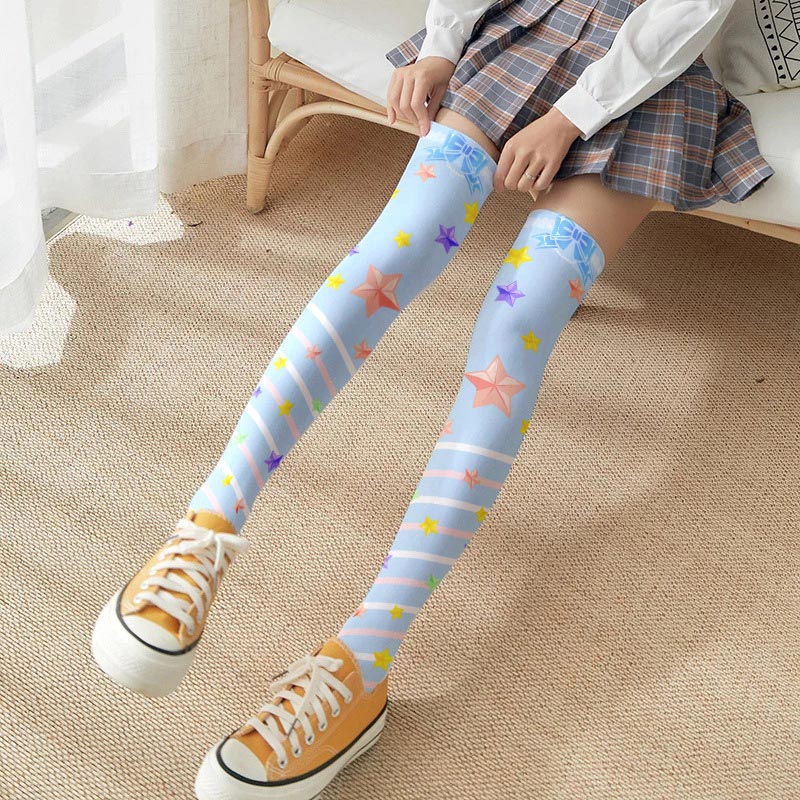 Cute Chic Star Print Lolita Stockings Modakawa