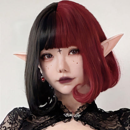 Vampire Clown Colorblock Short Straight Wig With Neat Bangs modakawa