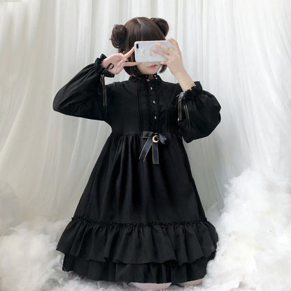 Black Gothic Darkness Star Button Front Dress Modakawa