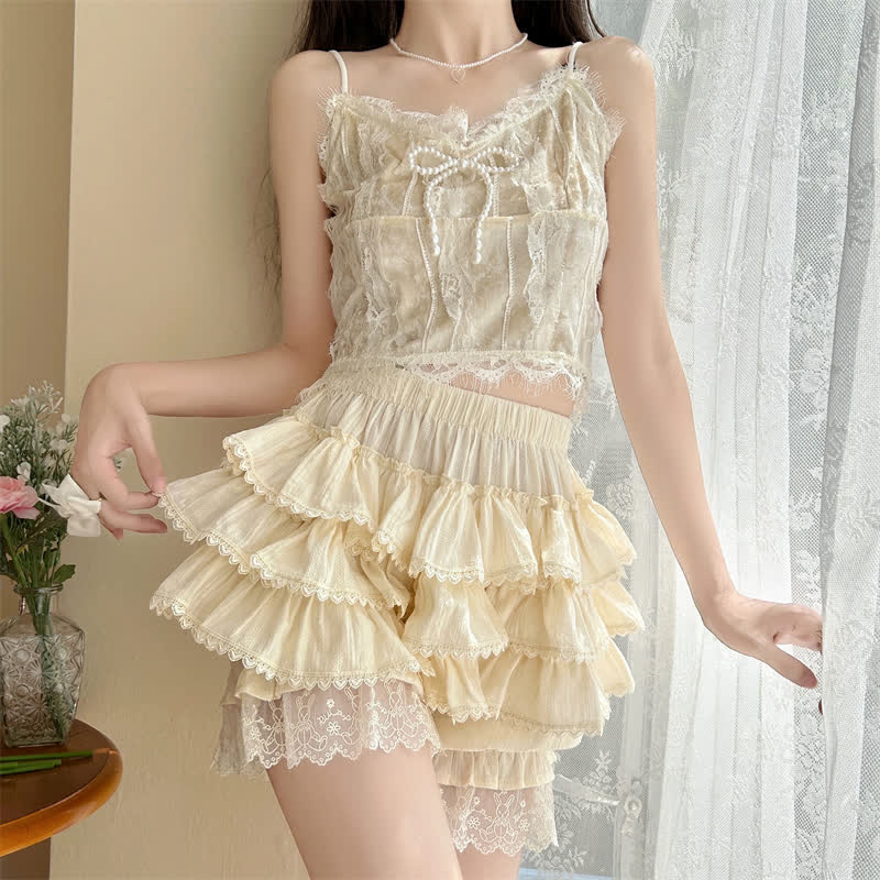 Fairy Lace Trim Layered Undershorts modakawa