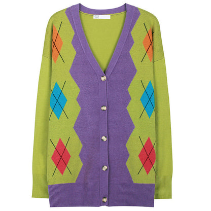 Sweet Colors Argyle Cardigan Boogzel Clothing