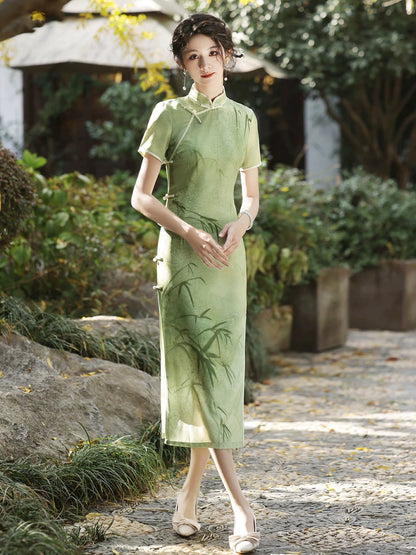 Green Bamboo Cheongsam Dress Hanfu Story