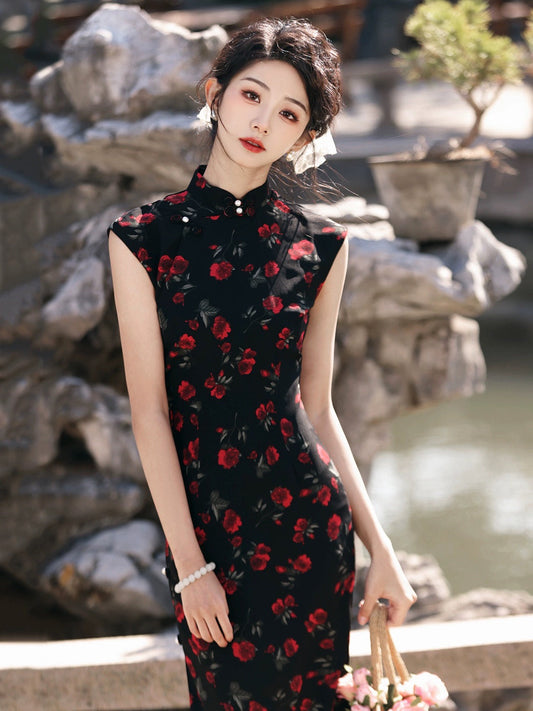 Cherry Roses Elegance Cheongsam Hanfu Story