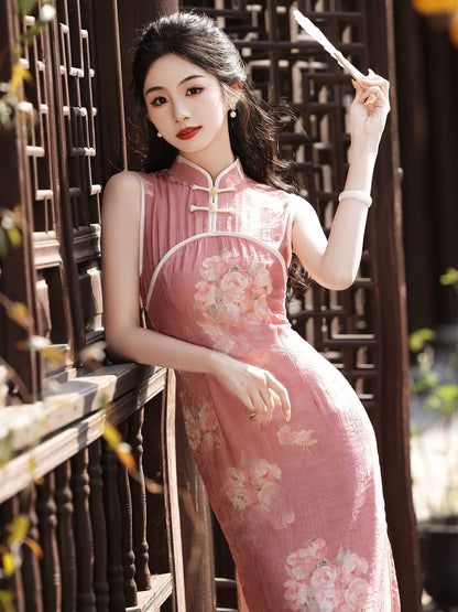 Pink Peony Elegant Cheongsam Hanfu Story