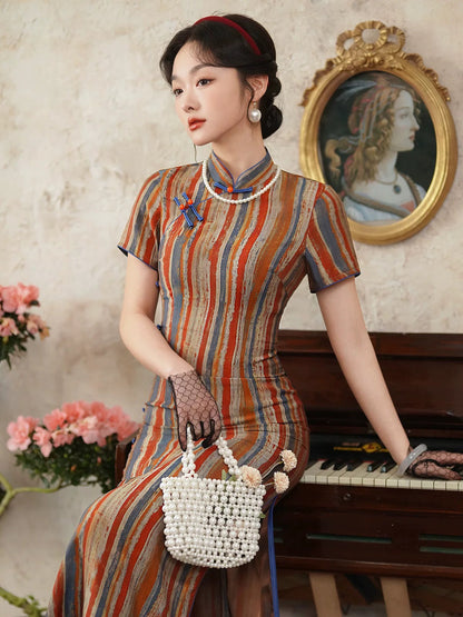 Colorful Stripe Cheongsam Hanfu Story