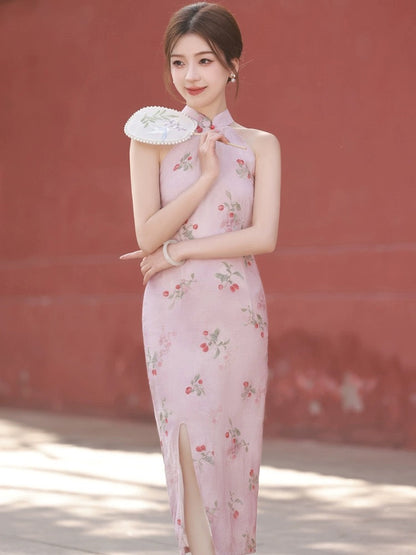 Cherry Berries Pink Cheongsam Dress Hanfu Story