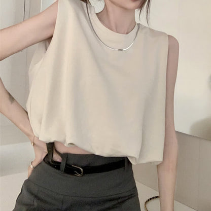 Chain Round Collar Sleeveless Crop Top Casual Cargo Pants modakawa