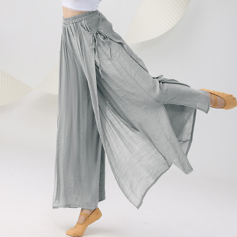 Vintage Flowy Split Wide Leg Casual Pants modakawa