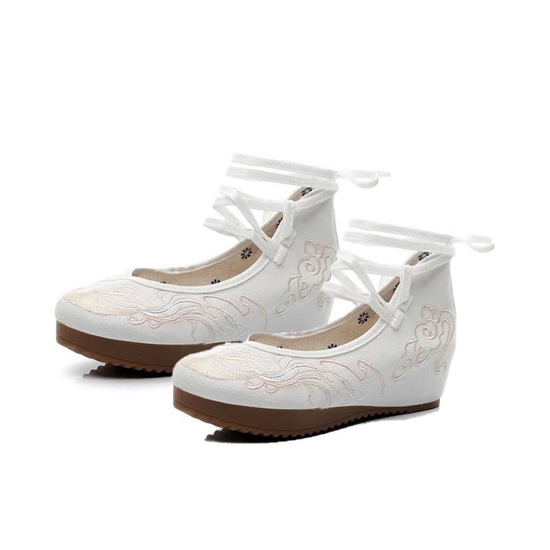 Elegant Cloud Embroidery Canvas Flats Shoes modakawa