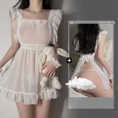 Sexy Maid Backless See Through Lingerie Dress Modakawa