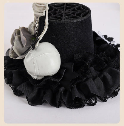 Black Floral Halloween Skeleton Mini Hat mySite