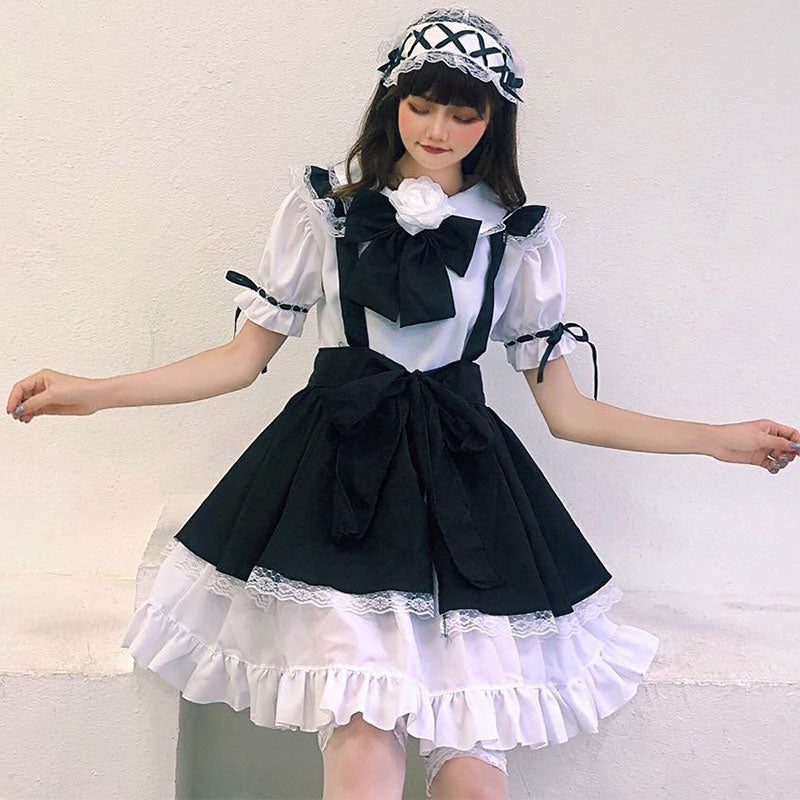 Gothic Bow Tie Lolita Maid Costume Dress Modakawa