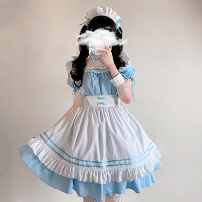 Lolita Seven Piece Ruffled Maid Dress modakawa