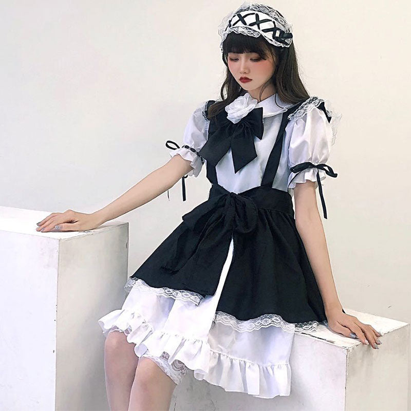 Gothic Bow Tie Lolita Maid Costume Dress Modakawa