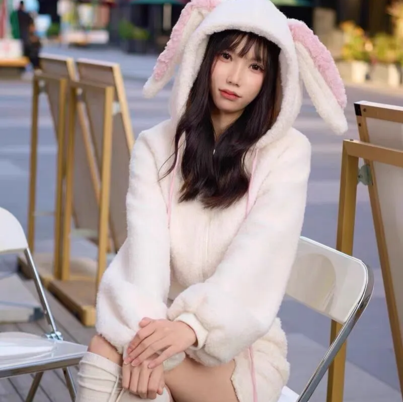 Bunny Hooded Top + Cute Bunny Mini Skirt - Kimi MK Kawaii Store