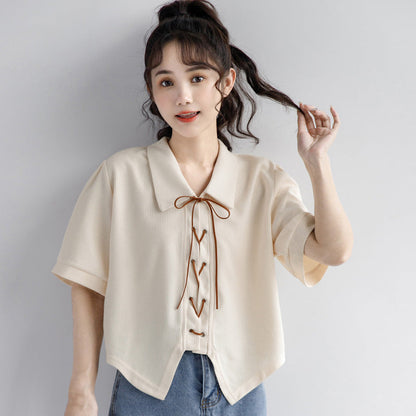 Casual Straps Bow Polo T-Shirt modakawa