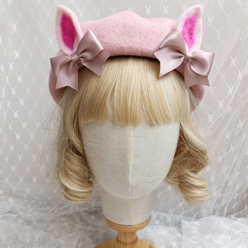 Cute Woolen Bow Beret Warm modakawa