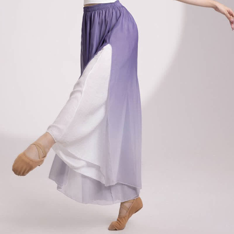 Gradient Color Chiffon Flowy Split Wide Leg Pants modakawa