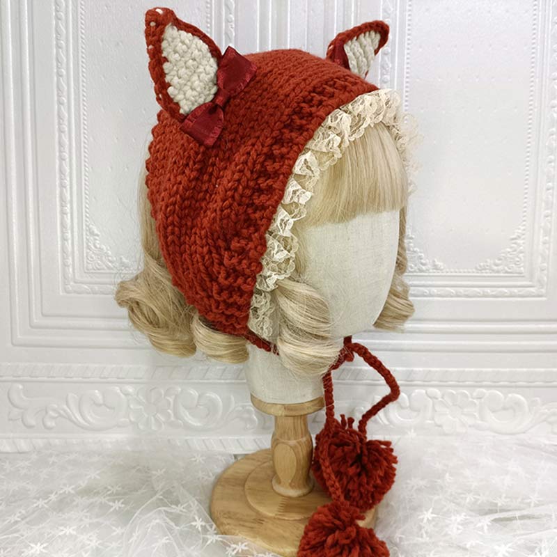 Cute Cat Ears Lace Lolita Hat Warm modakawa