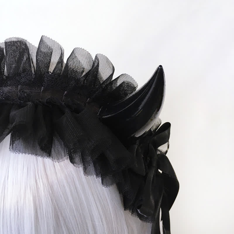 Dark Demon Horn Lace Hair Accessory modakawa