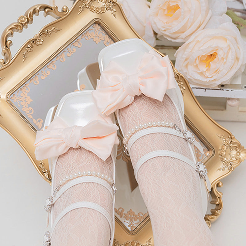 Kawaii Bow Knot Mary Janes Lolita High-heeled Shoes Modakawa