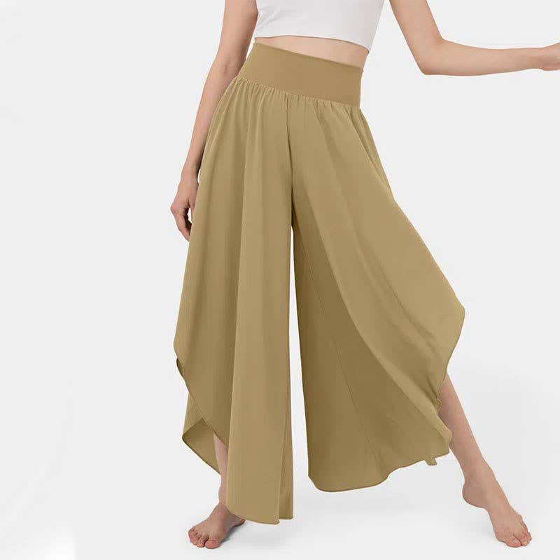 Irregular High Waist Flowy Wide Leg Casual Pants modakawa