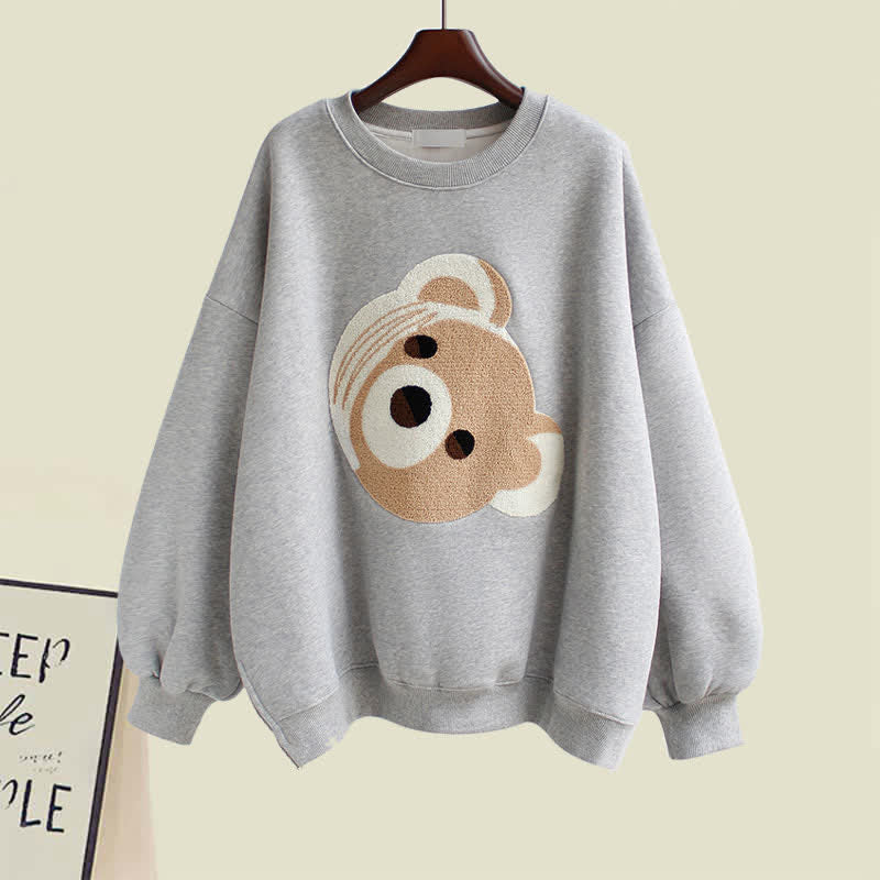 Cute Bear Sweatshirt Draw String Casual Pants modakawa