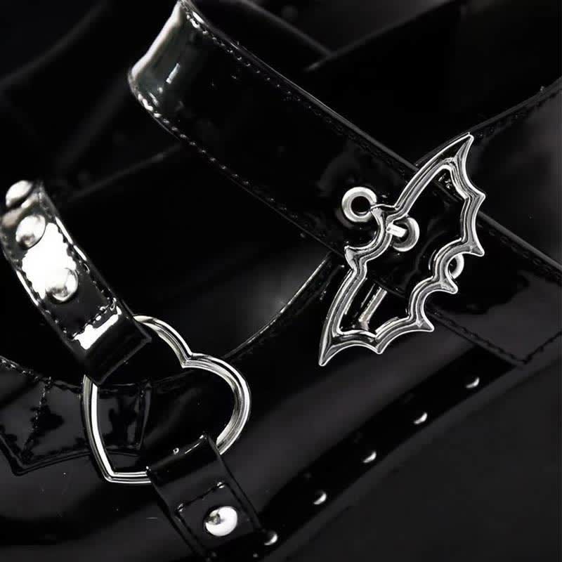 Punk Goth Bat Love Heart Buckle Platform Lolita Mary Janes Shoes modakawa