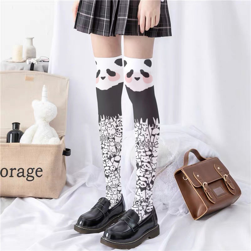 Cute Panda Pattern Print Lolita Stockings Modakawa