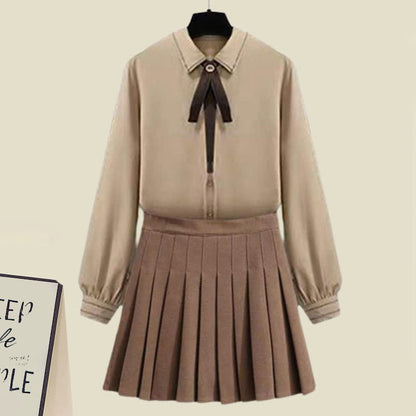 Sweet Shirt Pleated Skirt Pocket Wool Jacket Coat Modakawa