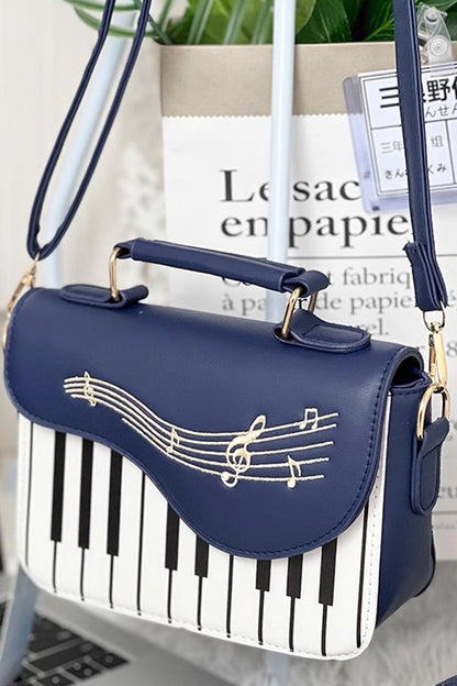 Blue Piano Note Music Shoulder Bag SpreePicky