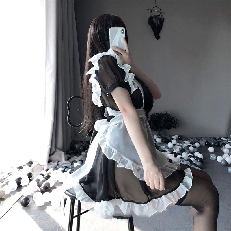 Kawaii Sexy Maid Apron Stockings Lingerie Dress Modakawa