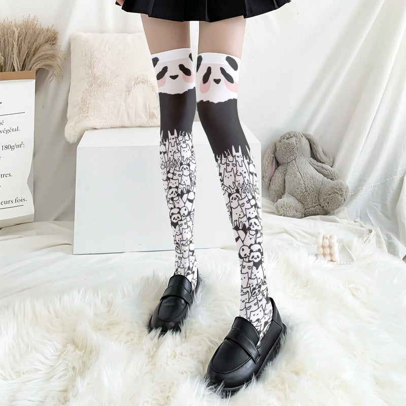 Cute Panda Pattern Print Lolita Stockings Modakawa