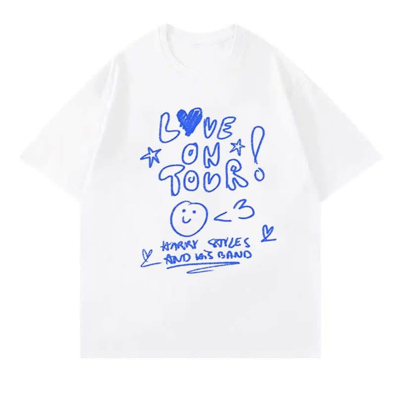 Cartoon Fox Letter Print T-Shirt Blue Pantskirt modakawa