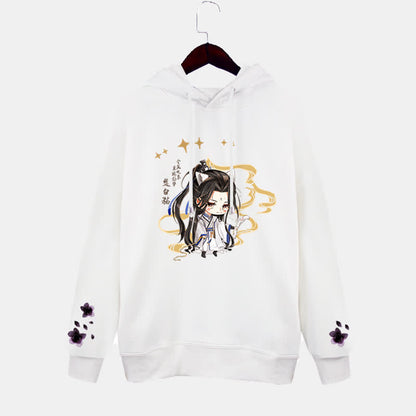 Cartoon Anime White Pocket Plush Hoodie modakawa