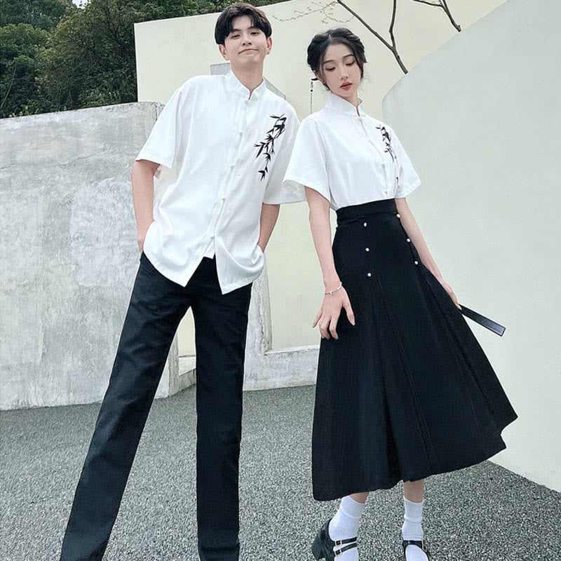 Couple Vintage Leaves Print T-Shirt Skirt Pants modakawa