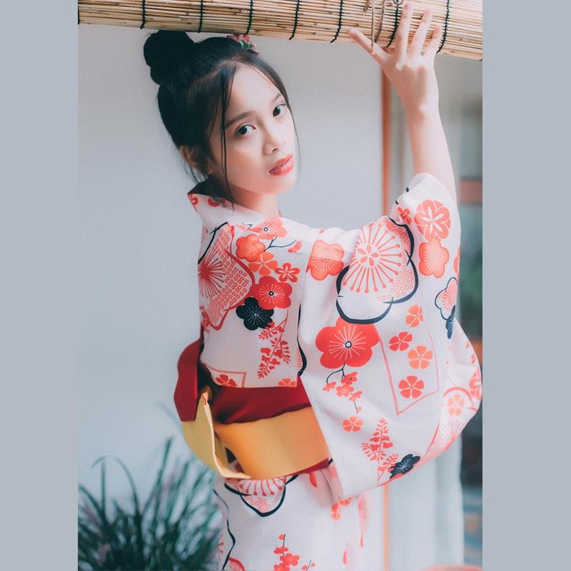 Cherry Blossoms Print Kimono Set Modakawa