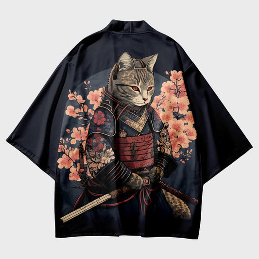 Cute Cat Warriors Print Cardigan Kimono Outerwear modakawa