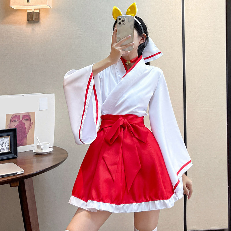 Cute Cosplay Big Bow Kimono Two Pieces Set modakawa