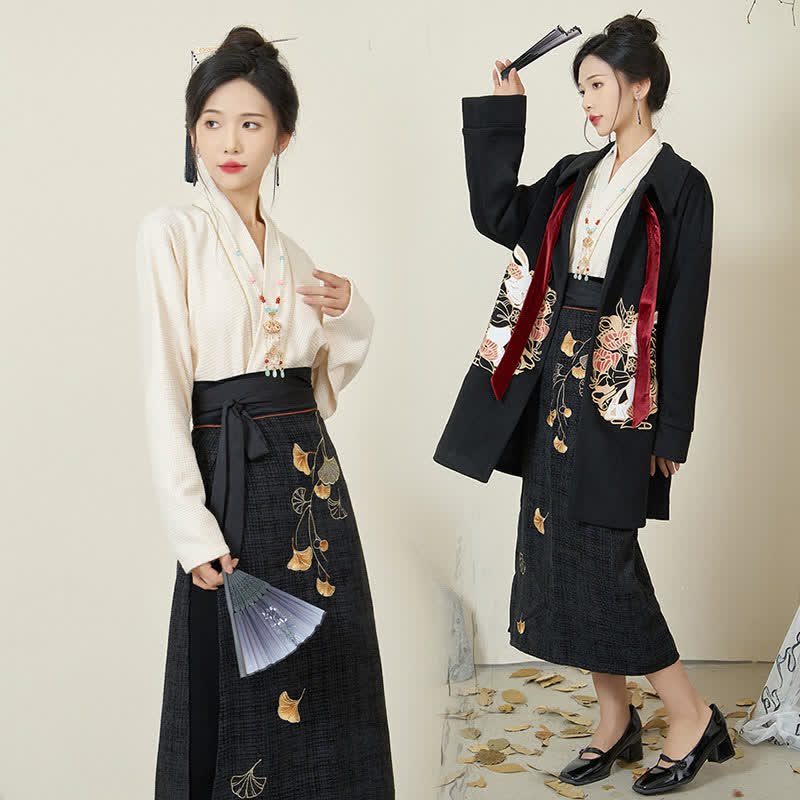 Elegant Bunny Embroideried Coat Shirt Floral High Waist Skirt modakawa