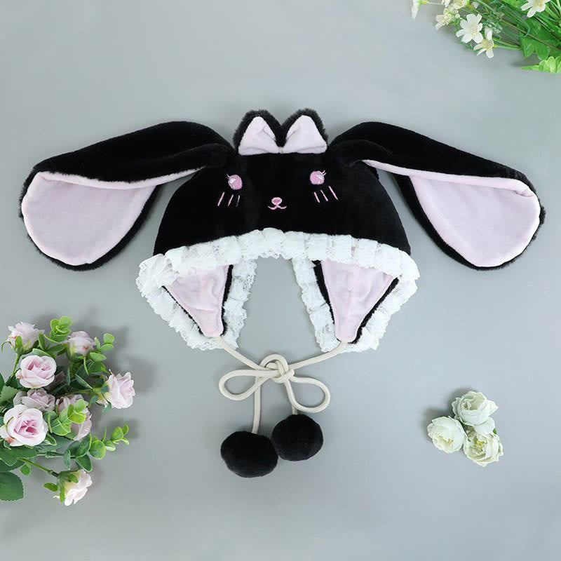 Cartoon Bunny Bear Ears Lace Lolita Plush Hat modakawa