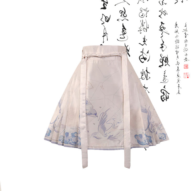 Sweet Flower Irregular T-Shirt High Waist Pleated Skirt modakawa