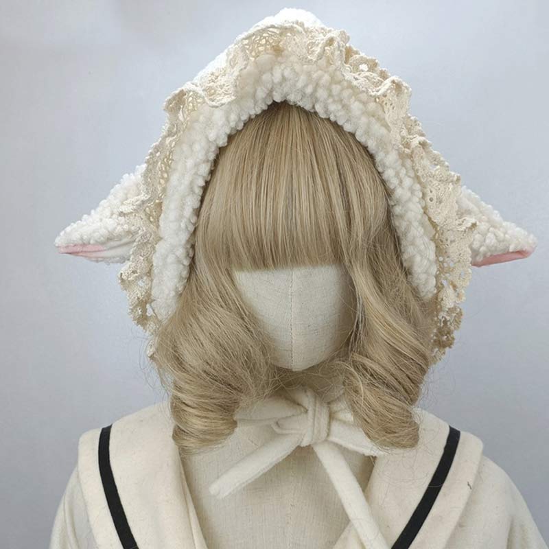 Cute Sheep Ears Lace Lolita Hat Warm modakawa