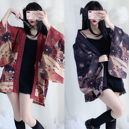 Vintage Anime Print Cardigan Kimono Outerwear modakawa