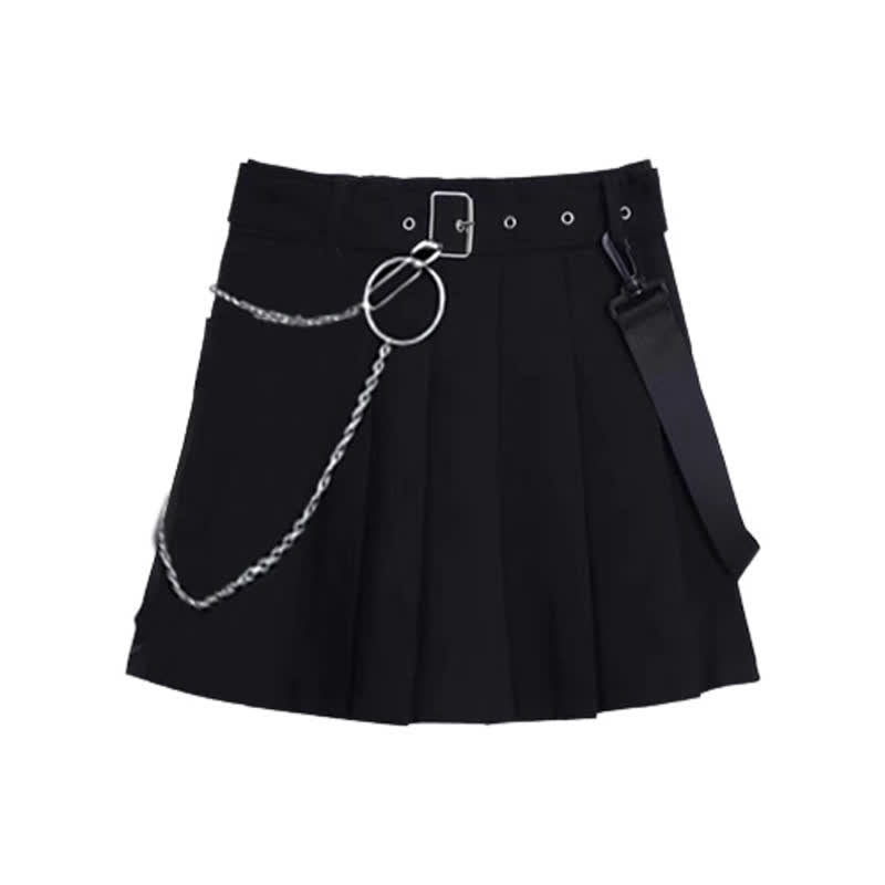 Black Dark Pocket T-Shirt Skirt Set Modakawa